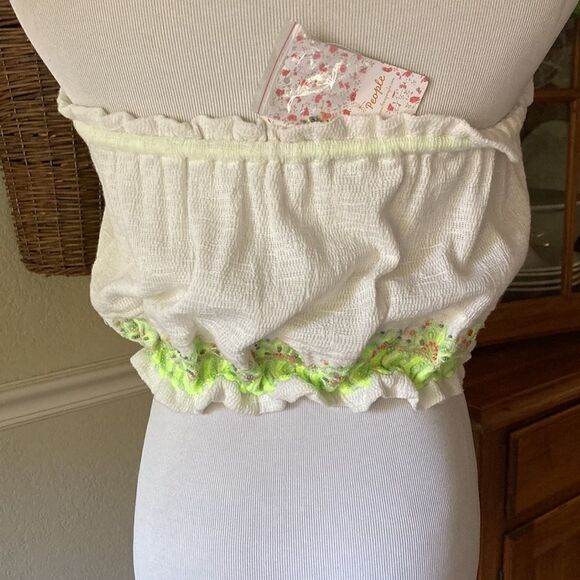 Free People No More Tiers Embroidered Beaded Boho Tube Top Sz XS New With Tags - Picture 7 of 13